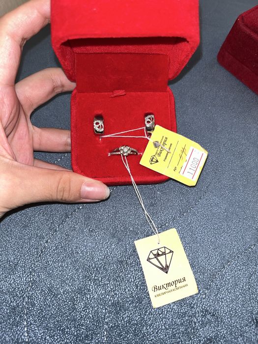 Набор серги ,кольцо