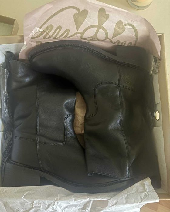 Mos Mosh - чисто нови дамски ботуши, естествена кожа, черни, No 37