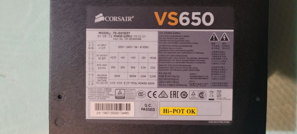 Sursa computer Corsair VS650