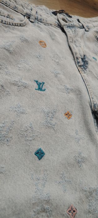 Blug denim scurti lv louis vuitton albastru deschis monogram.