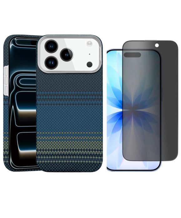 Iphone 17 Pro 17 Pro Max Husa Fibra Carbon Covered + Folie Sticla Full Edge