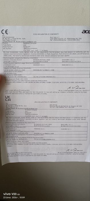 Noutbuk Aser core i5