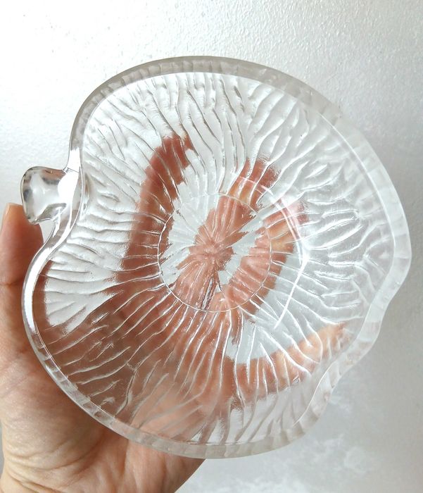 Recipient sticla in forma de mar bomboniera servire dulceata anii 90 Fabrica de Sticla Bucuresti