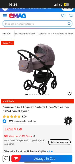 Vand carucior Adamex Barletta 3in1