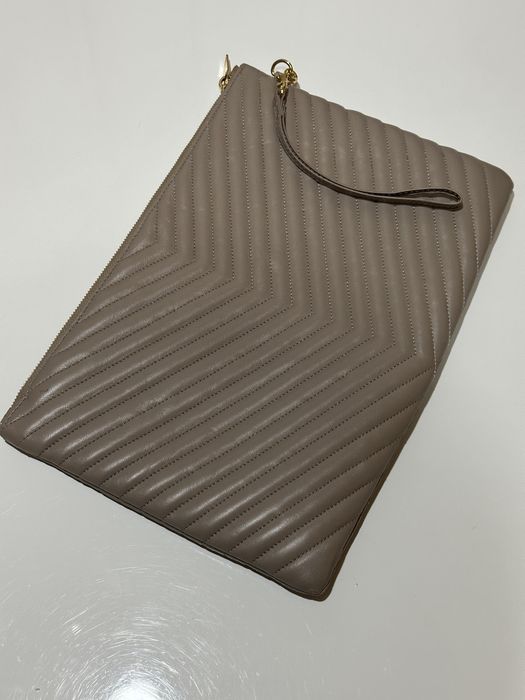 Дамски кожен клъч Saint Laurent Monogram Bill Pouch / Beige