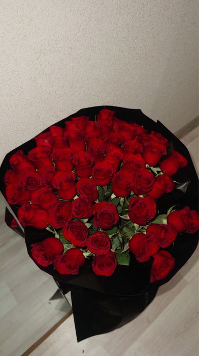 красные розы, 51шт