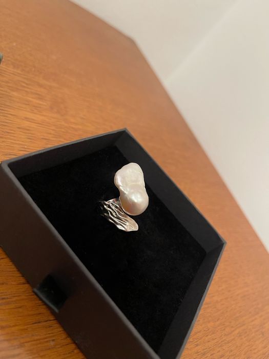 Inel 100% argint 925 cu perla imensa naturala baroque