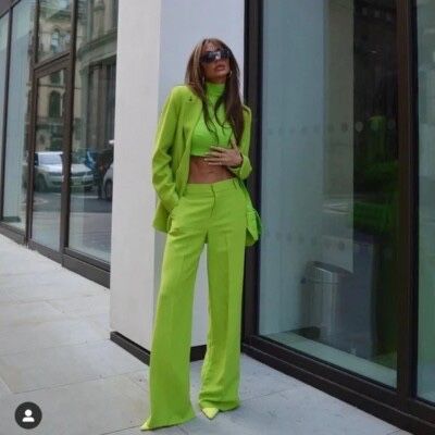 Pantaloni lungi Zara Lime