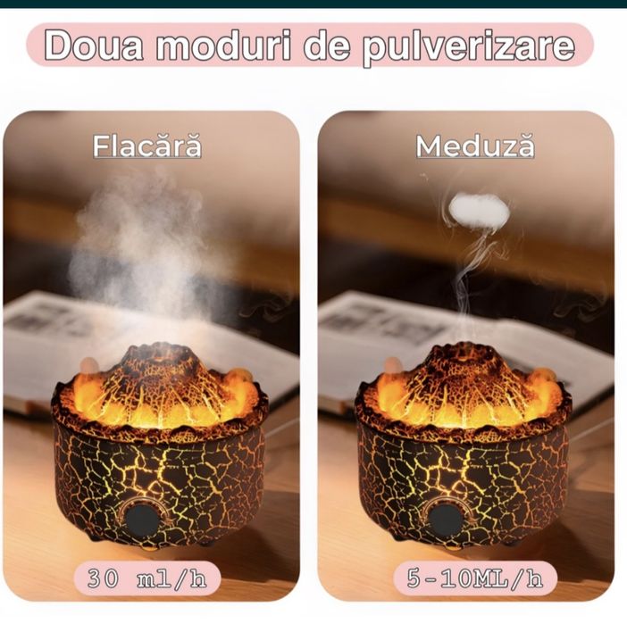 [Uleiuri incluse] Umidificator , lampa de veghe , stil vulca, cadou
