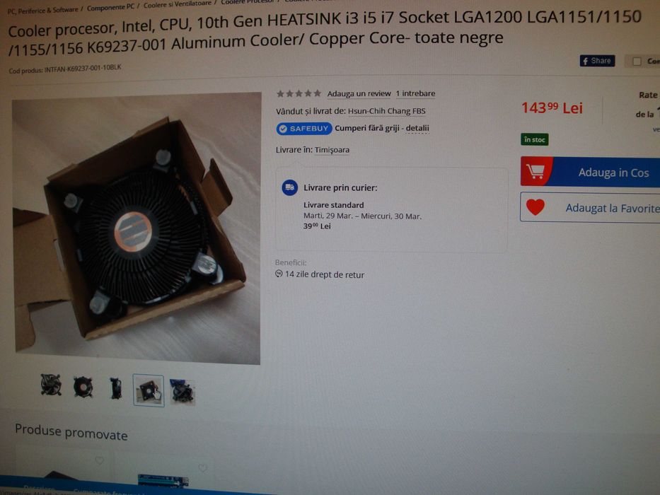 cooler intel original miez cupru socket 1156 1155 1150 1151 1200