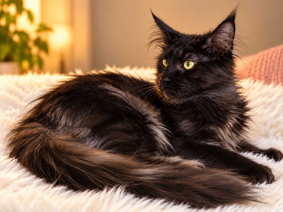 Panteră de casă: 0% pericol, 100% grație. Maine Coon negru solid cu acte,Lynx Rune Code