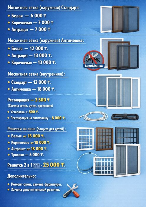 Москитные сетки, решетки на окна