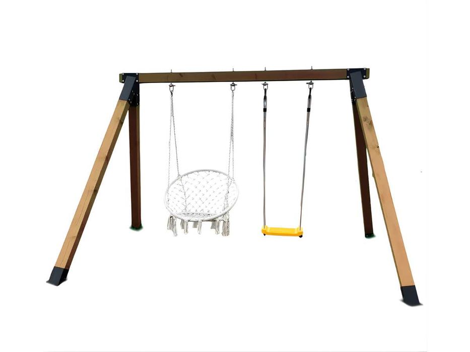 Leagan copii gradina exterior lemn, balansoar curte cuib si leagan