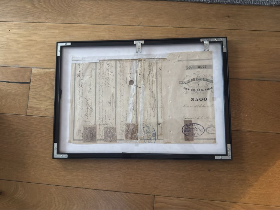 Acțiune Ferrocarril Urbano y Ómnibus de La Habana – 500 pesos, 1876