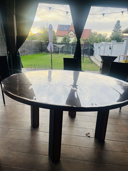 Masa lemn superba terasa interior-exterior bucatarie