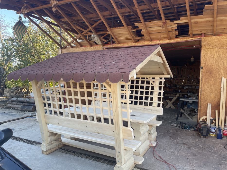 Balansoar din lemn rustic / leagan lemn rotund