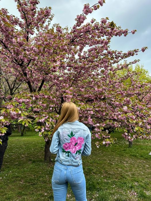 Jachetă denim pictată manual