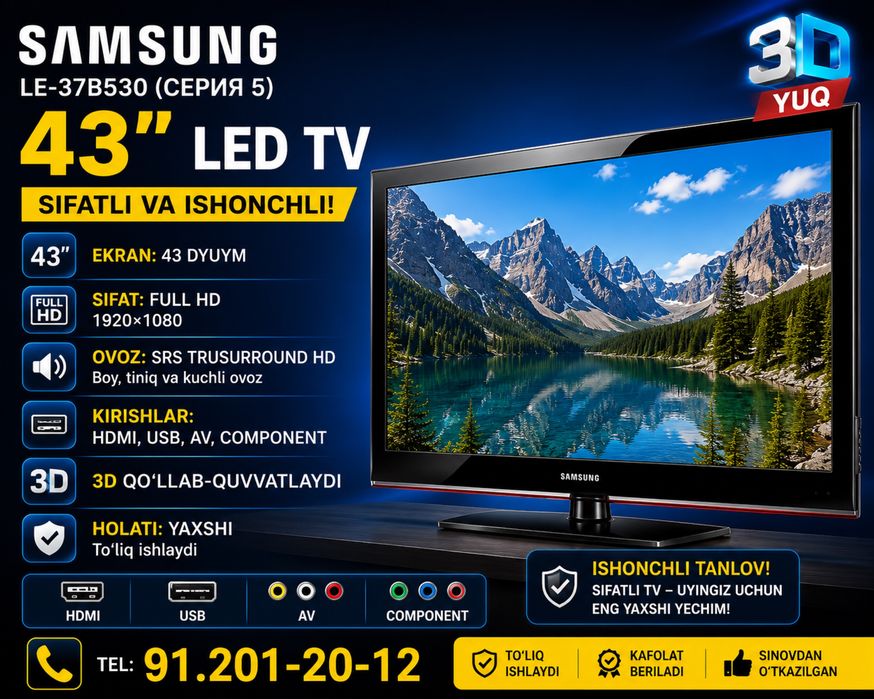 samsung tv full hd le37b530p7w