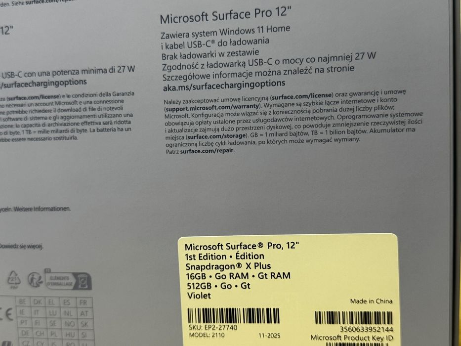 Microsoft Surface Pro 12" 2025 – Snapdragon X Plus – 16GB RAM / 512GB