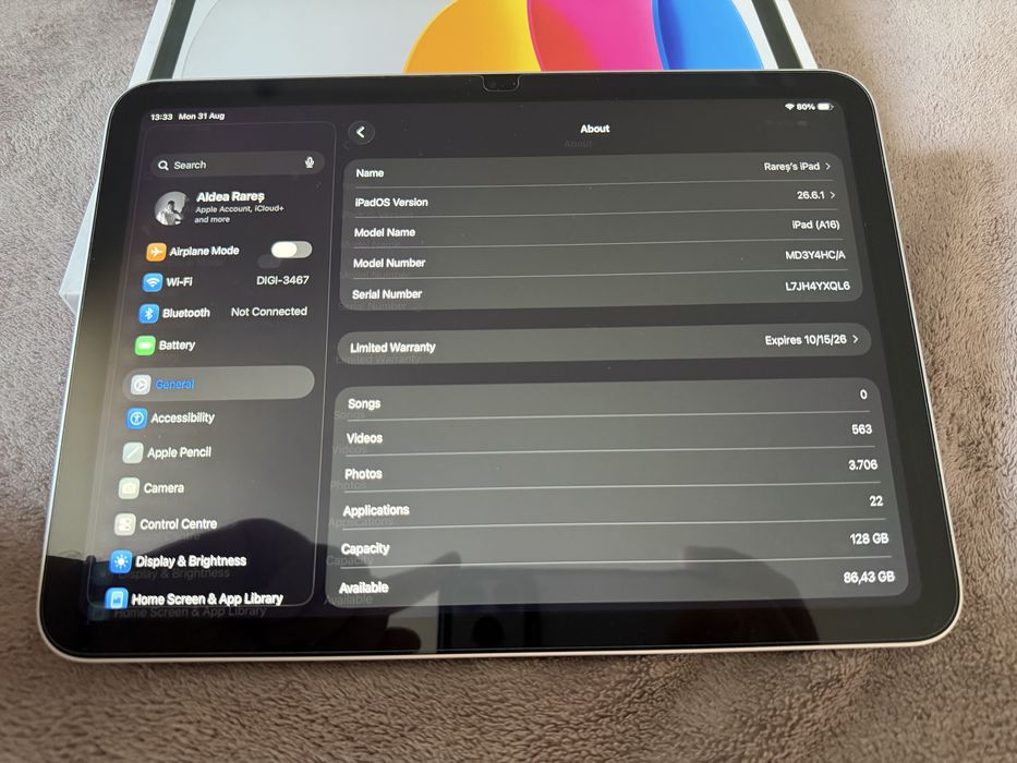 Apple iPad 11 A16 128GB Wi-Fi, Silver 100% Baterie!+Garantie!