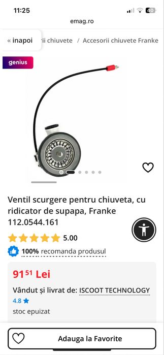 Franke 112.0544.161 Ventil scurgere pentru chiuveta