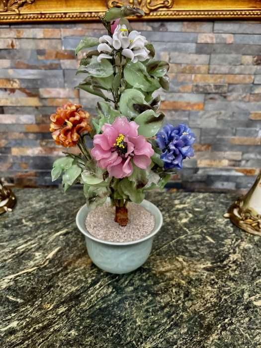 Superb pomisor-bonsai-flori-frunze-ghiveci din jad-Franta