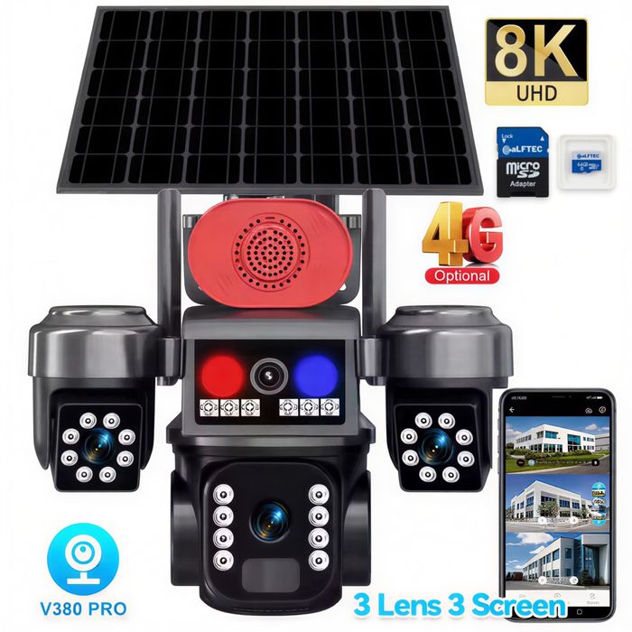 Camera supraveghere 4G cu panou solar 8K UHD 10X Digital