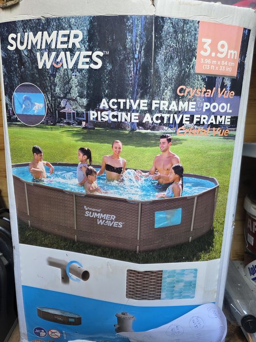 Piscina cu model exterior ratan, 396x84 cm, Maro