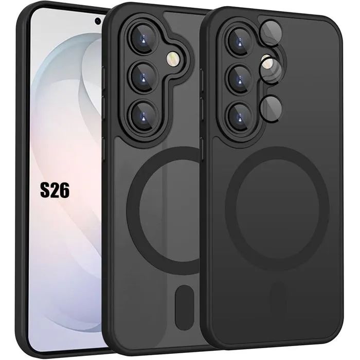 Матов magsafe кейс за samsung galaxy s26 - черен - със защита на камер