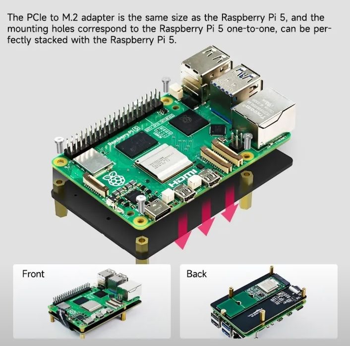 Raspberry Pi 5 плата расширения PCIE M.2 NVME SSD