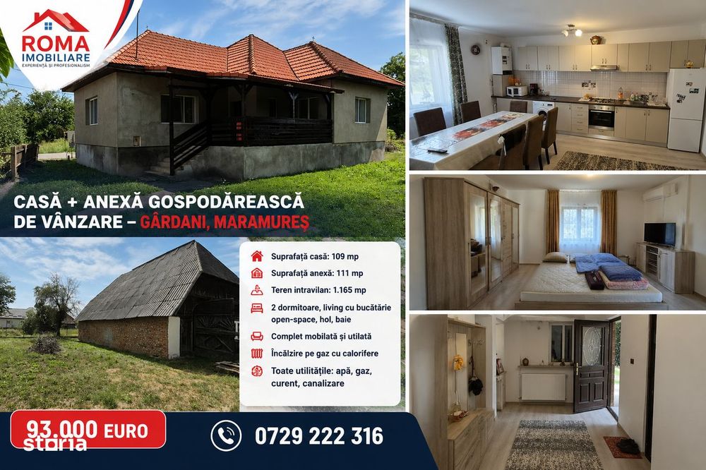 Casă + anexă gospodărească de vânzare – Gârdani, Maramureș