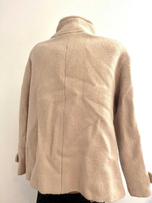 Palton bej Francesco Sannicolo, elegant, lana, toamna-iarna, XL