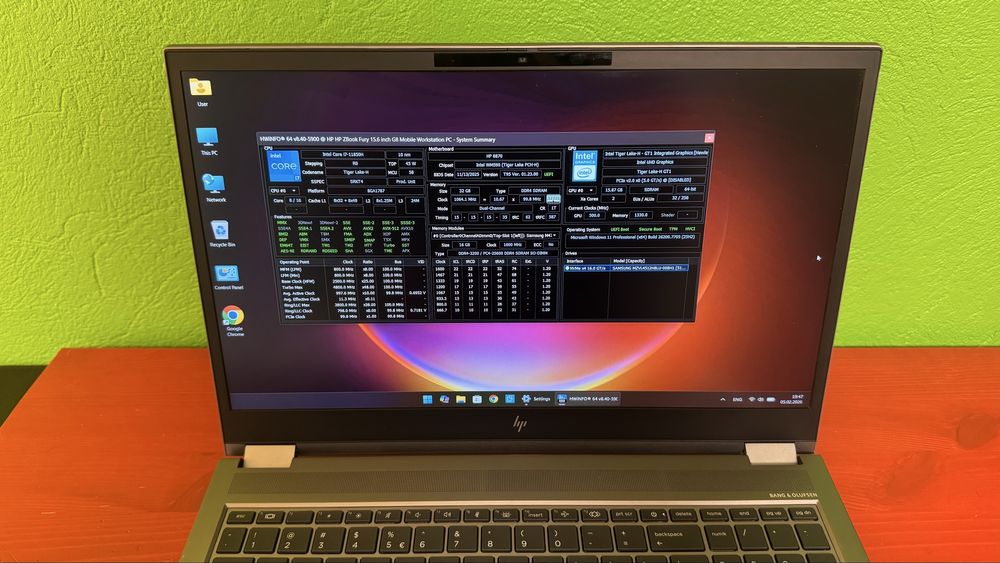 HP ZBook FURY 15" G8, I7 11850H, 32GB RAM, 512GB NVME, RTX A3000 6GB