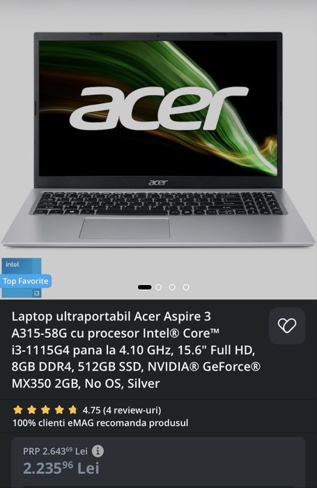 Vand/schimb Laptop Acer Aspire i3