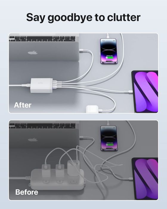 SooPii 40W USB зарядно за зареждане 4-портова USB зарядна станция