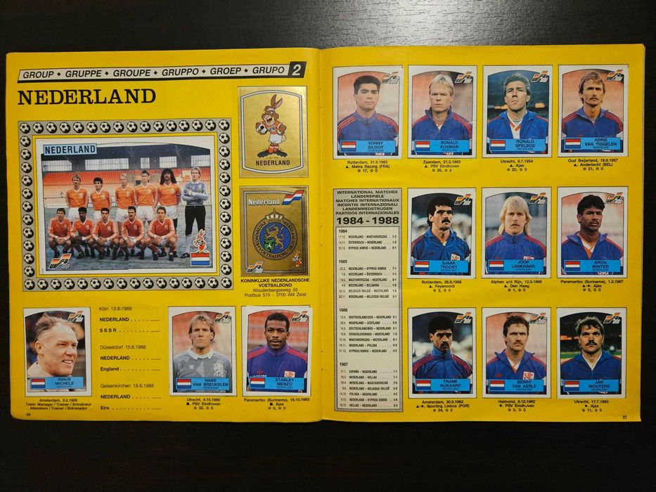 Album Panini Euro 88, complet.
