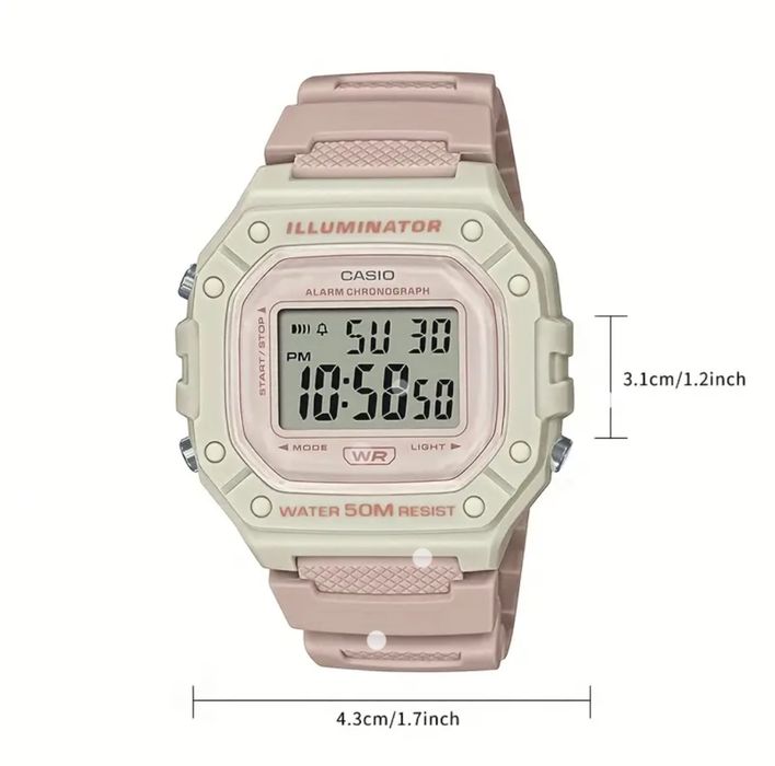 Ръчен часовник Casio White-Pink Mini Square Watch for Women, Girls