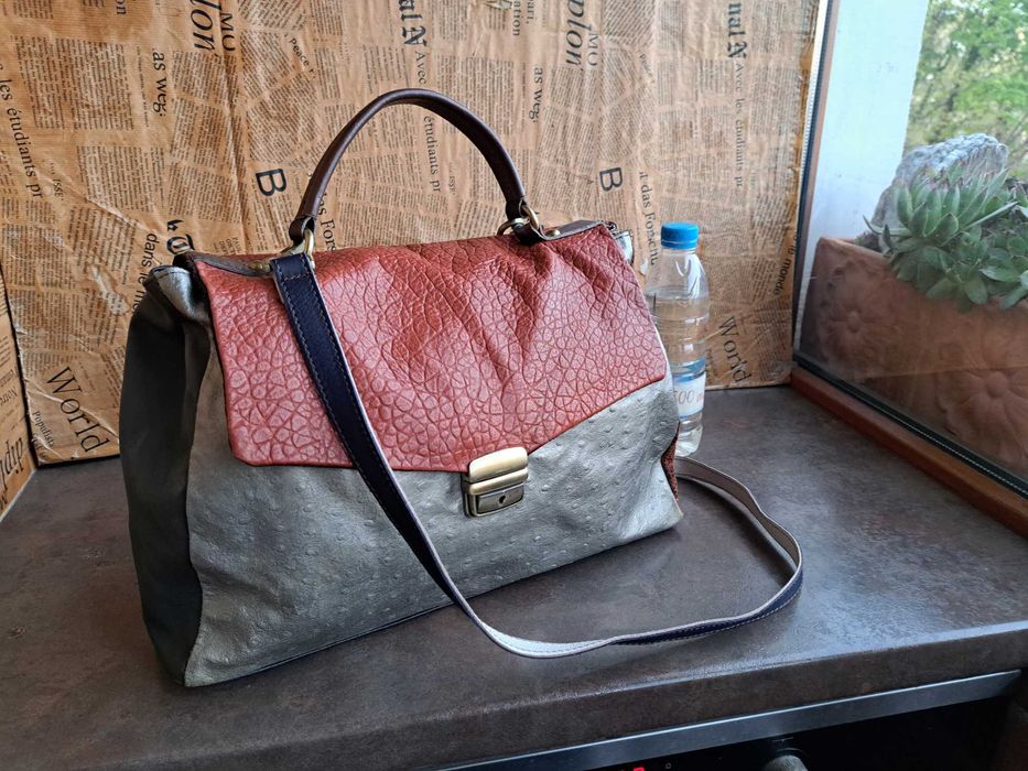 дамска чанта,кожена торба-цветна естествена кожа