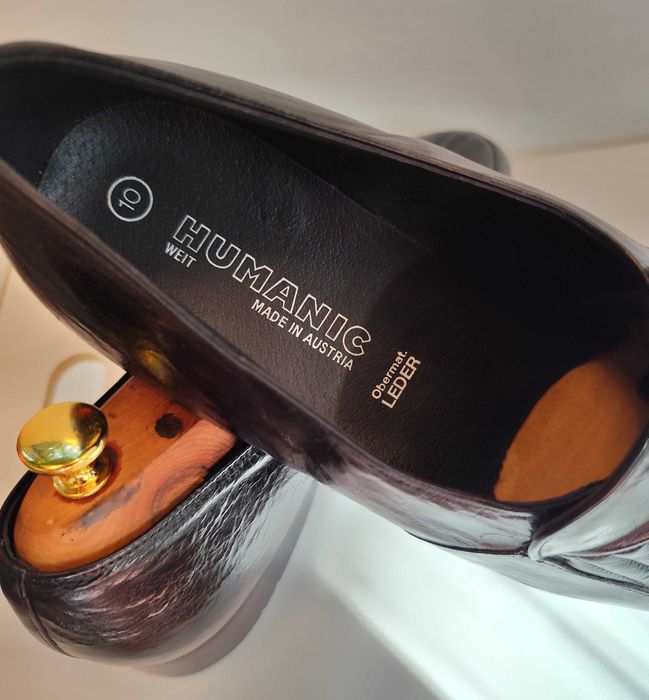 Pantofi loafer penny 44 de lux HUMANIC NOI lucrati manual piele naturala negru
