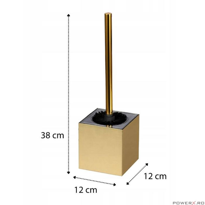 Perie wc cu suport, auriu, design modern, Sepio