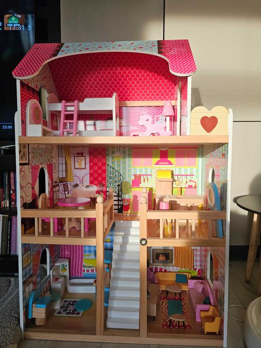 Детска дървена Къща за кукли Moni Toys Emily