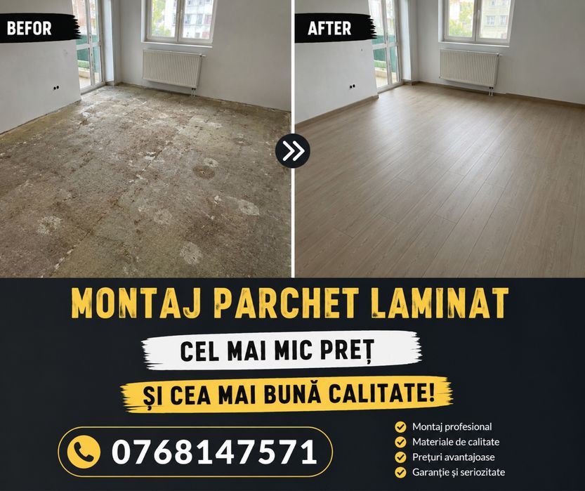 Montaj parchet laminat cel mai mic pret !!