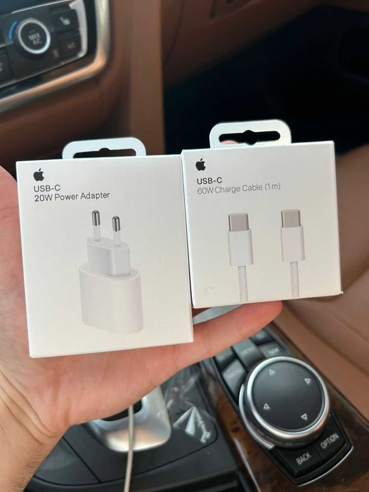 Set Incarcator Apple iPhone  - Cablu 60W + Adaptor Type C / Lightning