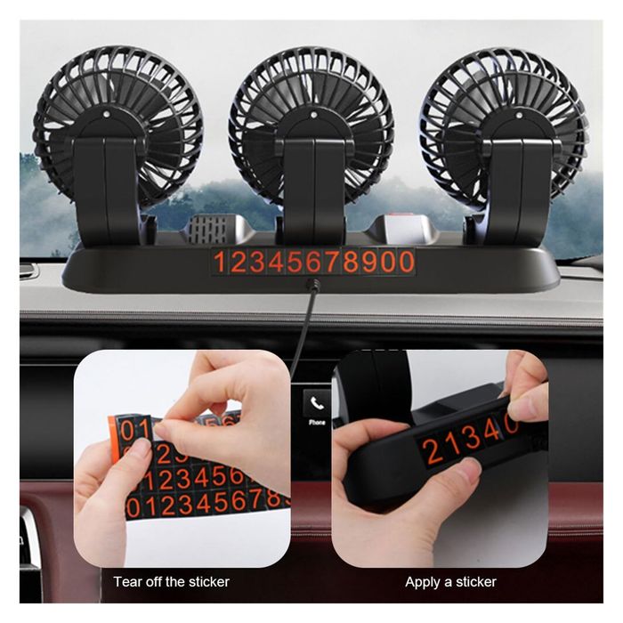 Ventilator Auto Triplu USB 5V cu 3 Trepte de Viteză și Rotire 360 grade