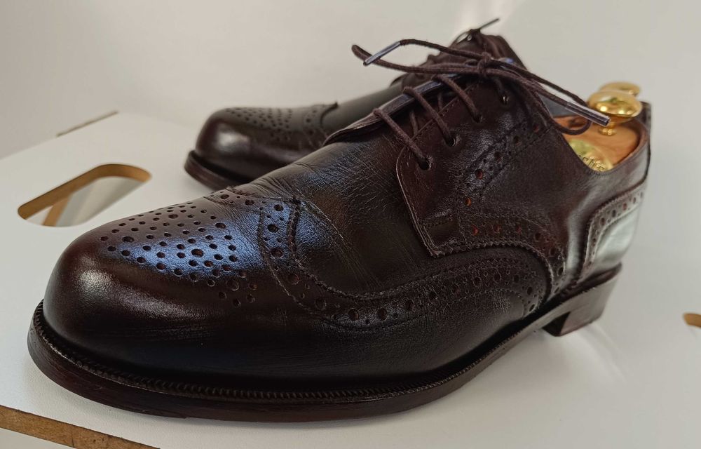Pantofi derby brogue 40 lucrati manual Lavoratione Art. piele naturala