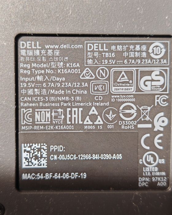 Docking Station Dell TB16