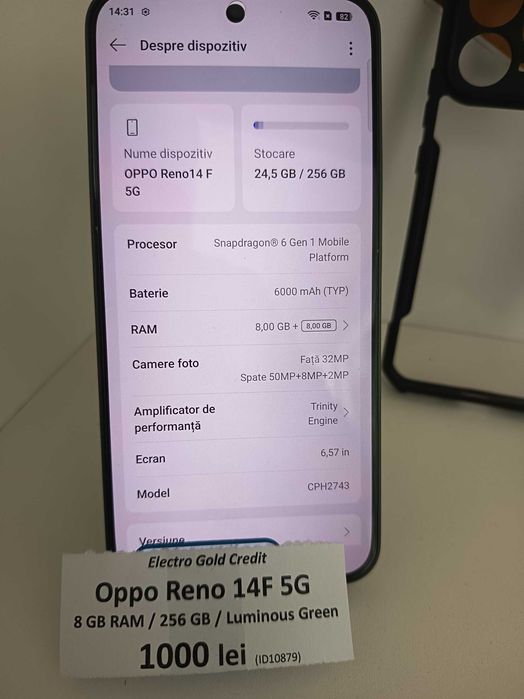 Oppo Reno 14F 5G 8GB RAM/256GB/Luminous Green/Produs impecabil! ID10879