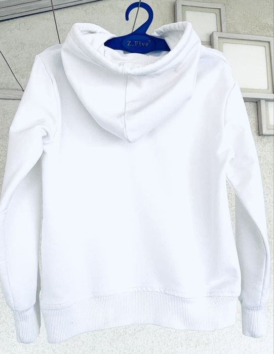 Детско худи с качулка PRADA оригинал унисекс – бяло, за 3-4 години