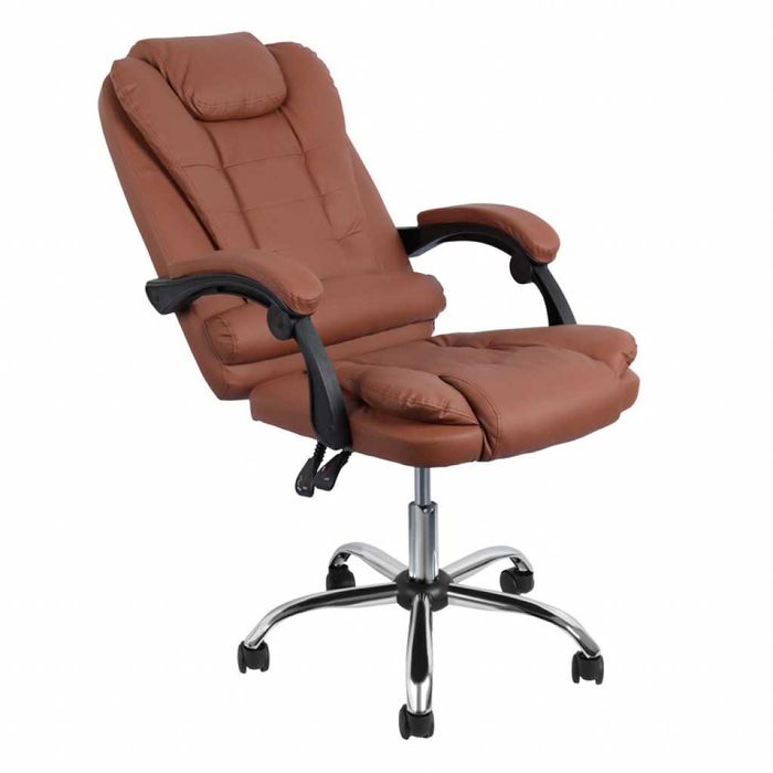 Ергономичен офис стол с лумбална опора от еко кожа – часове без болки