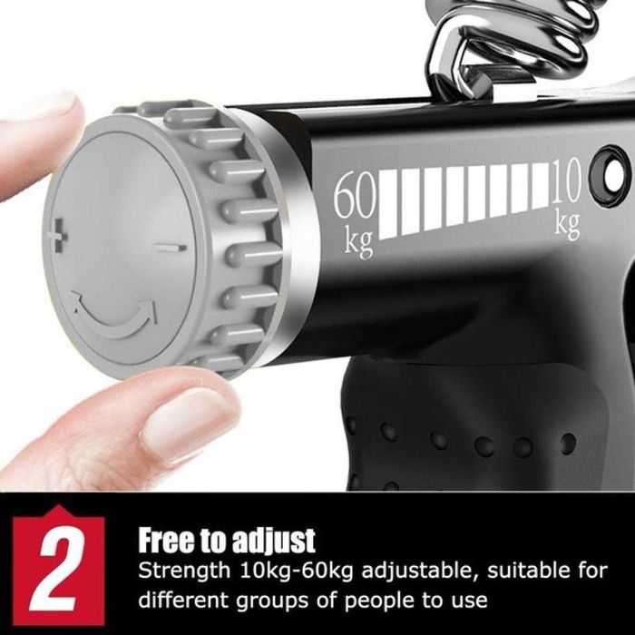 Регулируема фитнес ръкохватка грипър съпротивление 10-60 кг